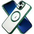 thumbnail image 1 of Luxury Magnetic Clear for iPhone 14 Case [Never Yellow] Plating Gold Bumper Shockproof Protective Slim Phone Case Compatible with MagSafe for Women Girls Men-Green, 1 of 6