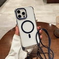 thumbnail image 1 of Luxury Magnetic Compatible for iPhone 15 Pro Max Case Clear, with Adjustable Crossbody Strap, [2-Way Use] [Military-Grade Protection] Slim Shockproof Cover for iPhone 15 Pro Max, Blue, 1 of 13