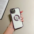 thumbnail image 1 of Luxury Magnetic for iPhone 11 Case, Electroplated Clear Slim Fit Phone Case with Camera Frame Shockproof for iPhone 11 Transparent Back Case Compatible with MagSafe, Darkpurple, 1 of 11