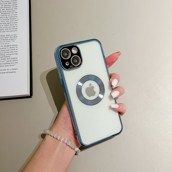 Luxury Magnetic for iPhone 13 Case, Electroplated Clear Slim Fit Phone Case with Camera Frame Shockproof for iPhone 13 Transparent Back Case Compatible with MagSafe, Blue
