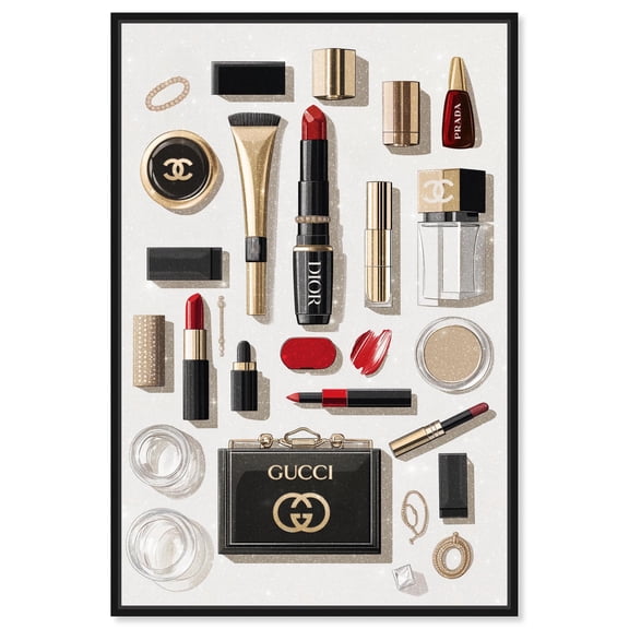 Luxury Makeup Collection II Canvas Trendy Fashion Print by Art Remedy, Black Frame, 16 x 24