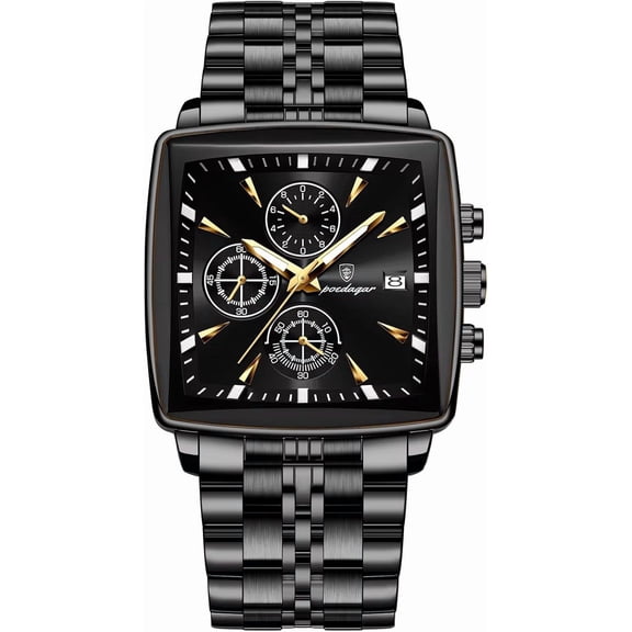 Luxury Man Quartz Wristwatch Waterproof Luminous Chronograph Men's Square Sport Watches Stainless Steel Men Watch