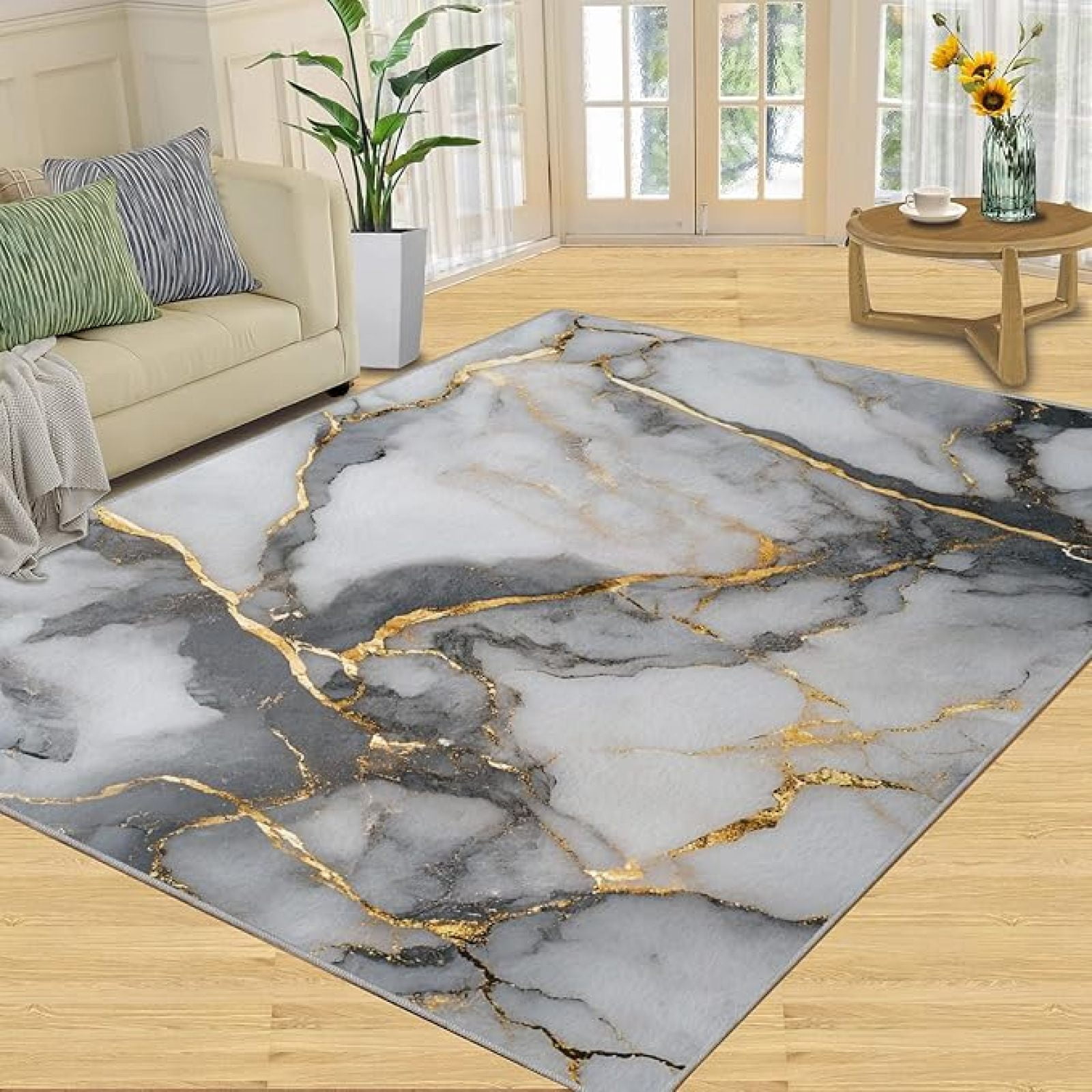 Creak Pattern Rug Luxury Marble Area Rug, Modern Abstract Texture Rugs For Living Room ...