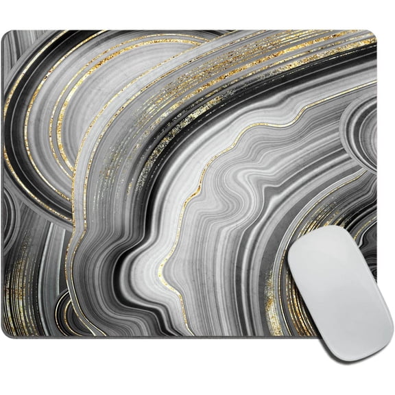 Luxury Marble Black Gray with Yellow Ombre Mouse Pad, Gaming Mouse Mat with Design, Non-Slip Rubber Base Mousepad, Office Mouse Pads, 9.5 x 7.9 Inch