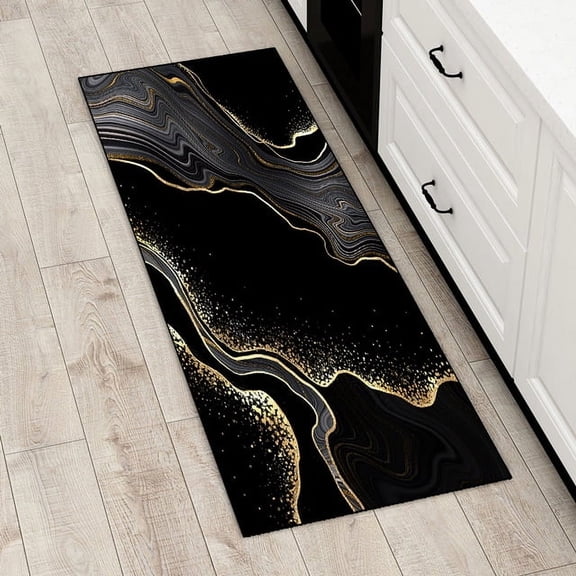 Luxury Marble Carpet for Kitchen Floor Nordic Abstract Black Gold Area Rug Living Room Bedroom Bedside Mat Home Decor Tapetes