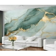 thumbnail image 1 of Luxury Marble Custom Mural- Green Gold Texture Wallpaper, Modern Abstract Large Murals For Living Room Bedroom, Marble Murals 98.4"W x 68.9"H (Not Peel and Stick), 1 of 6