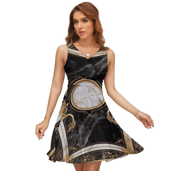 Luxury Marble Print Sundress Sleeveless Dress Summer Women Clothes Dress for Women Dresses