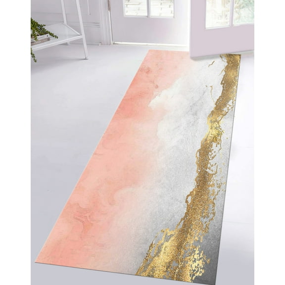 Luxury Marble Rugs, Salon Rug, Modern Rugs, Pink And Gold Marble Rugs, Customs Rug, Modern Marble Rugs, Hallway Rugs, Gift For Him Rugs, 2'x3' - 60x90 cm