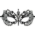 thumbnail image 1 of Luxury Mask - Burlesque-Boutique Black Laser Cut Metal Venetian Pretty Masquerade Mask w/Purple Rhinestones, 1 of 2