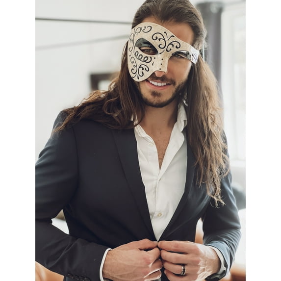 Luxury Mask Vintage Phantom of the Opera Mask – Venetian Half Face Mask – Costume Party, Masquerade Ball Carnival Mardi Gras