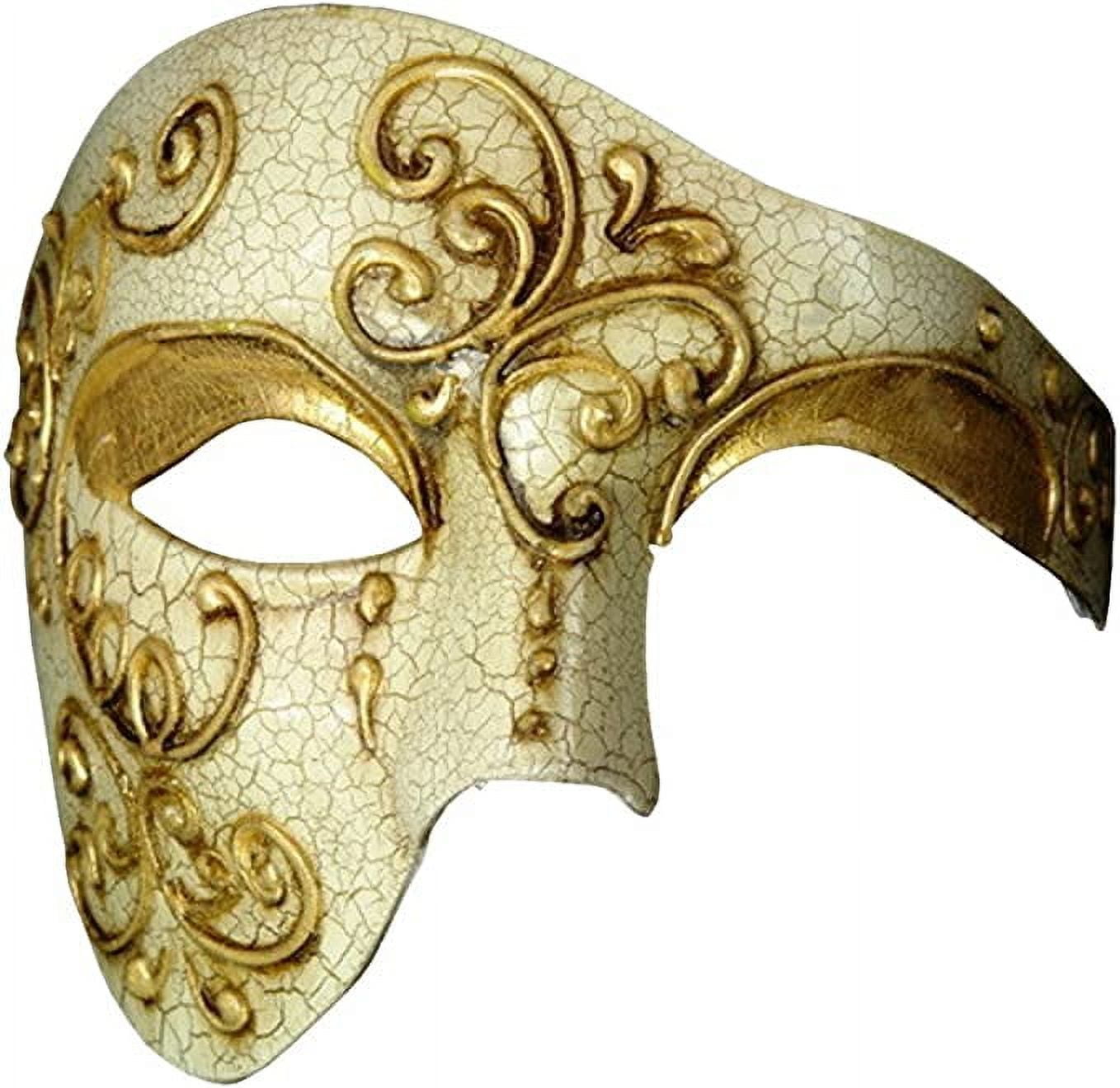 Venetian Phantom GOLD Checker Men Masquerade Ball Party Classic Full Face  Mask