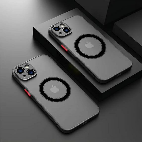 Luxury Matte Armor Magnetic Magsafe Wireless Charge Case For iPhone 16 15 14 13 11 12 Pro Max Mini Plus XS Max XR X Cover funda Black For iPhone 14 ProMax