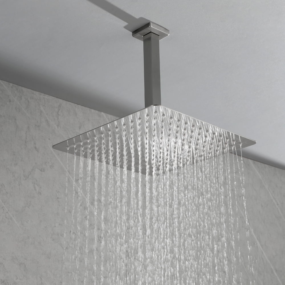 Luxury Matte Black Ceiling Mounted Rainfall Shower Combo Set Photo Inspiration