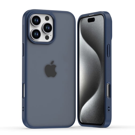 Luxury Matte Case For iPhone 12 Pro / 12 6.1", Translucent Frosted Back Ultra Slim Protective Phone Cover, Non-Slip Grip Shockproof Bumper Shell with Enhanced Camera Protection, Blue