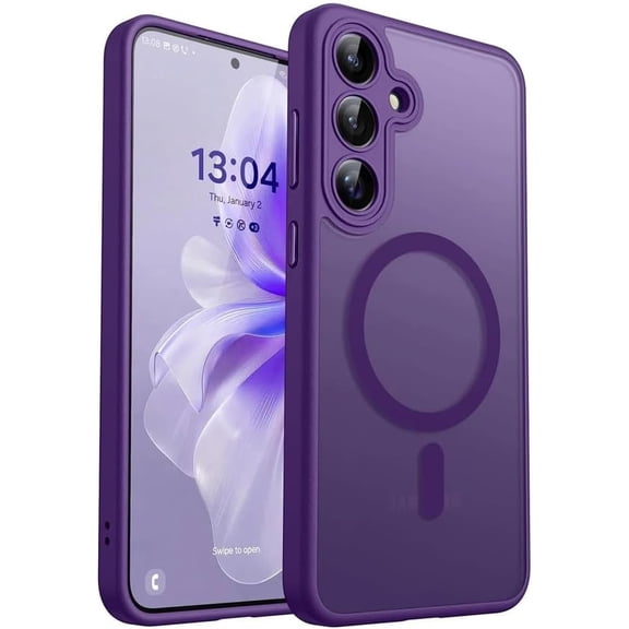 Luxury Matte Translucent Magnetic Wireless Charge Case for Samsung Galaxy A16 A36 A26 A06 A55 A35 A25 A15 A05 5G Cover,Dark Purple,for Galaxy A25 5G