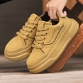 thumbnail image 1 of Luxury Men'S Sneakers 2025 | Thick Sole, Vintage Sports Style, Wheat Color, Microfiber Upper, Rubber Sole, Lace-up Closure | All-season, Casual & Street Wear, 1 of 8