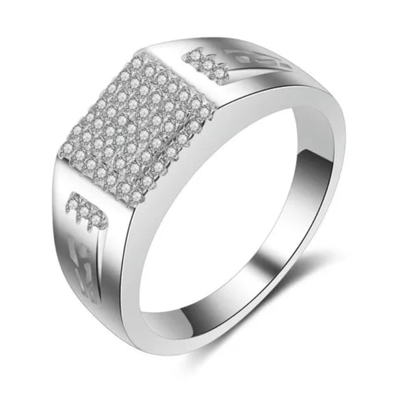 Luxury Men's AAA Micro Inlay CZ Hollow Band Fashion Wedding Party Ring Size 8-12