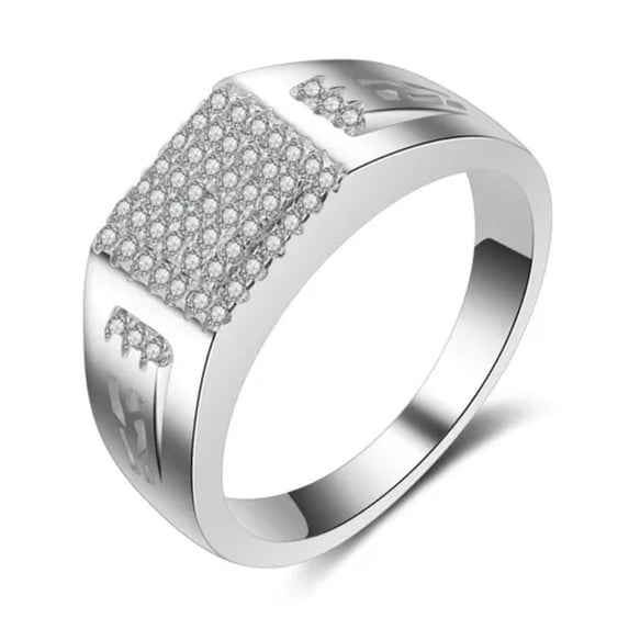 Luxury Men's AAA Micro Inlay CZ Hollow Band Fashion Wedding Party Ring Size 8-12