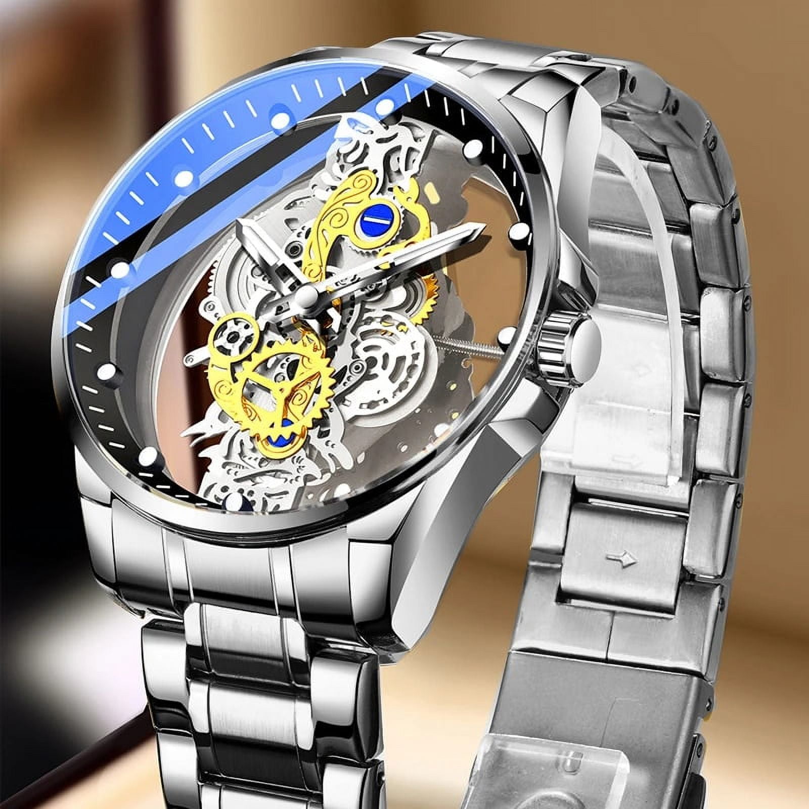 Luxury Men's Business Watches Men Silver Stainless Steel Quartz Watch ...