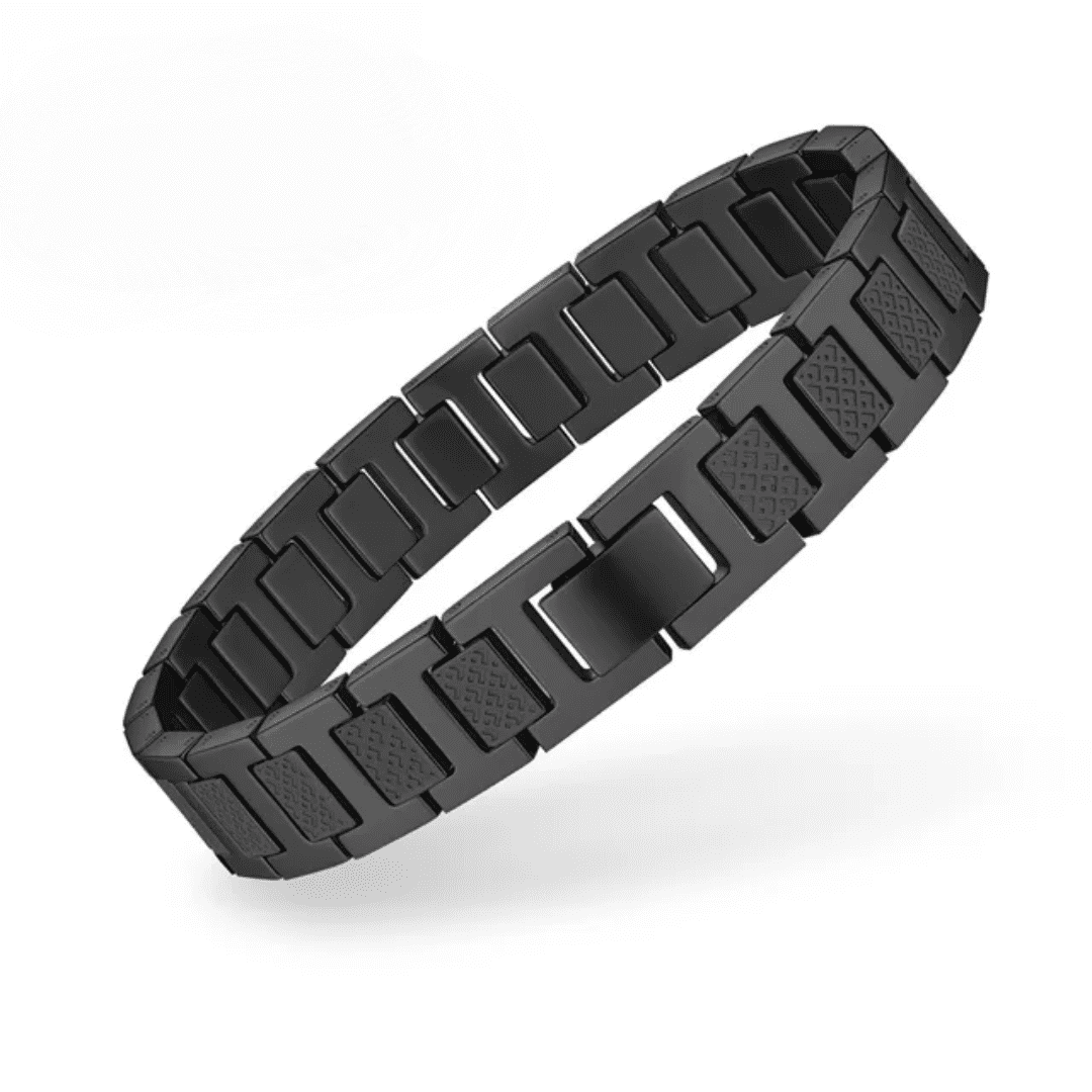 Luxury Men’s Geometric Link Bracelet – HighPolish Chain– Premium Men’s Wristwear BLACK