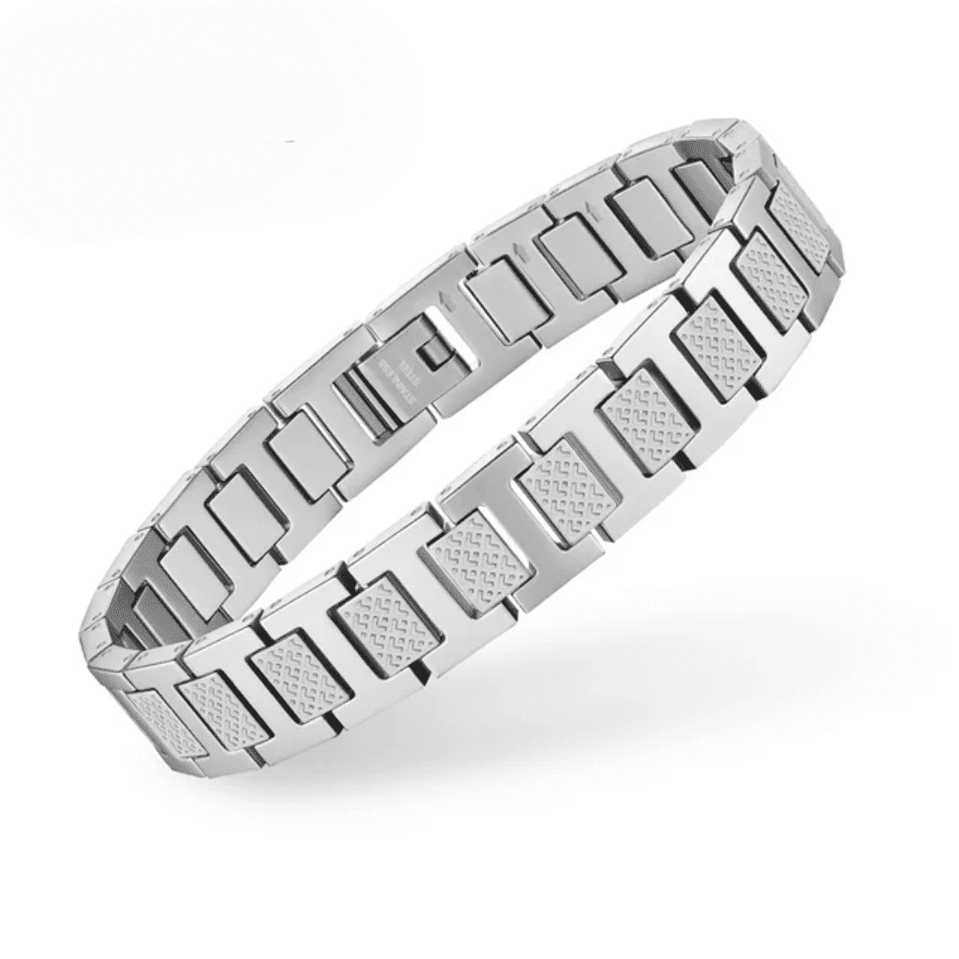 Father's Day Gift Luxury Men’s Geometric Link Bracelet – HighPolish Chain– Premium Men’s Wristwear SILVER