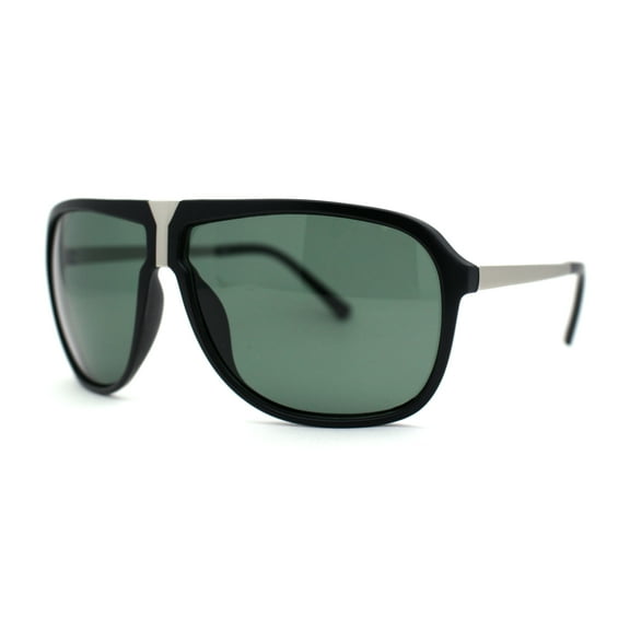 Luxury Mens Oversized Plastic Racer Mobster Fashion Sunglasses Matte Black Green
