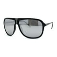 thumbnail image 1 of Luxury Mens Oversized Plastic Racer Mobster Fashion Sunglasses Matte Black Silver Mirror, 1 of 4