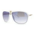 thumbnail image 1 of Luxury Mens Oversized Plastic Racer Mobster Fashion Sunglasses White Blue Mirror, 1 of 4
