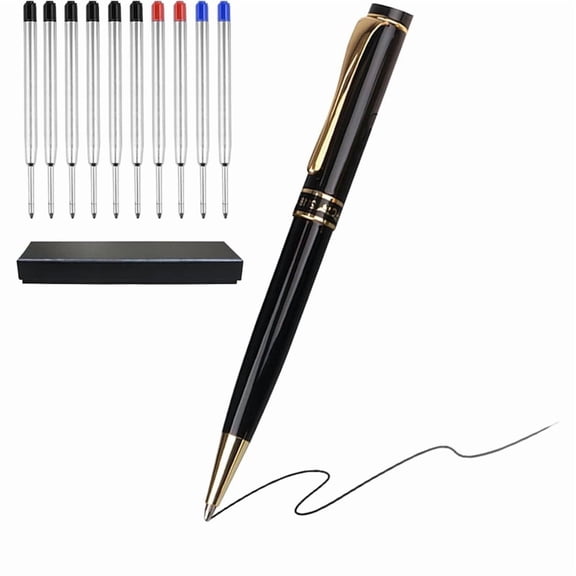 Luxury Metal Ballpoint Pens,Pen Set Medium Point 1.0mm(10 Pcs Refills)Fancy Pens, Pens for Journaling,Writing,Office