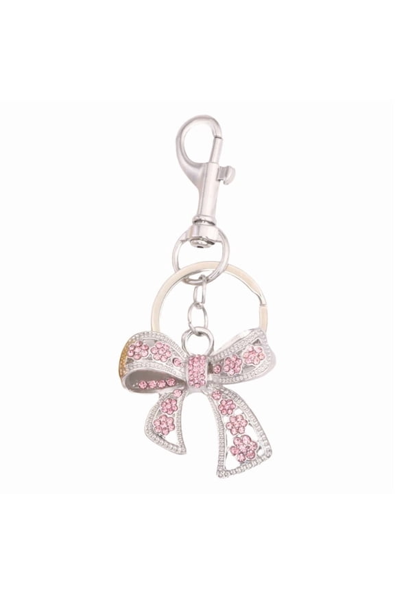 Luxury Metal Bowknot Keychain with Sparkling Rhinestones Elegant Gift for Women Fashionable Keyring Pendant