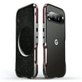 thumbnail image 1 of Luxury Metal Bumper Frame + 1 * Transparent Carbon Fiber Back Sticker + 1 * Screws Driver for Google Pixel 9 / 9 Pro, Rugged Drop Protection Hard Frame for Google Pixel 9 / 9 Pro, Red, 1 of 7