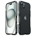 thumbnail image 1 of Luxury Metal Bumper Frame + 1 * Transparent Carbon Fiber Back Sticker + 1 * Screws Driver for iPhone 15 Plus, Rugged Drop Protection Hard Frame for iPhone 15 Plus, Black, 1 of 10
