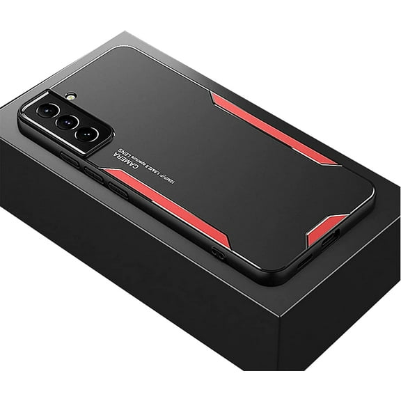 Luxury Metal Phone Case, Frosted Aluminum Alloy Personality Case for Samsung Galaxy S22 Ultra S21 Plus S20, Shockproof Bumper(Red,S22)