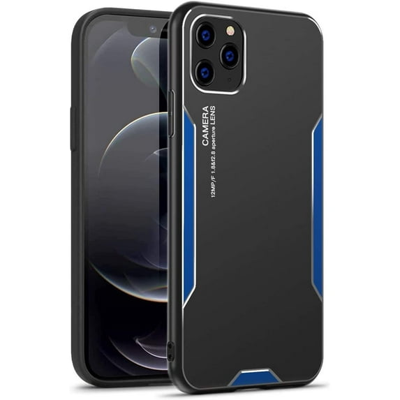 Luxury Metal Phone Case, Frosted Aluminum Alloy Personality Case for iPhone 13 Pro Max 12 11 X XS XR Mini 7 8 Plus, Shockproof Bumper(Blue,12)