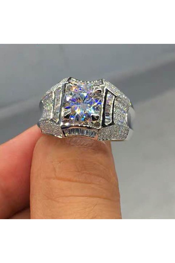 Luxury Micro-Crystal Zircon Ring For Men European and American Style Engagement Wedding Party Rings Jewelry Size