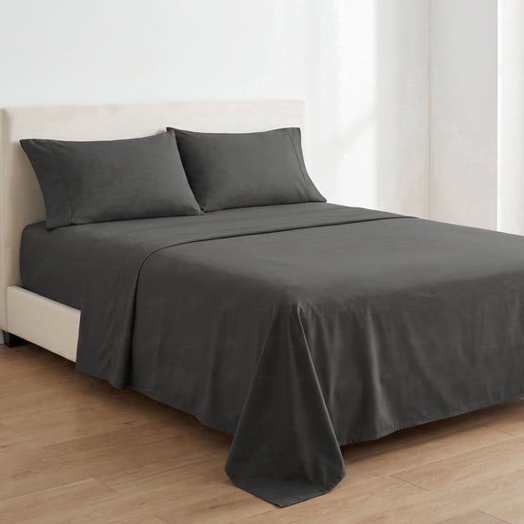 Luxury Microfiber Bed Sheet Set, 4-Piece Deep Pocket Bedding Set, Twin, Dark Gray