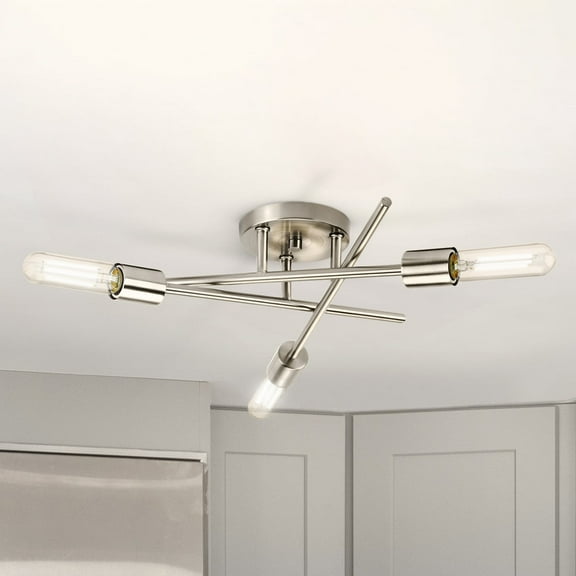 Luxury Mid Century Modern Ceiling Light, Brushed Nickel, UHP4422