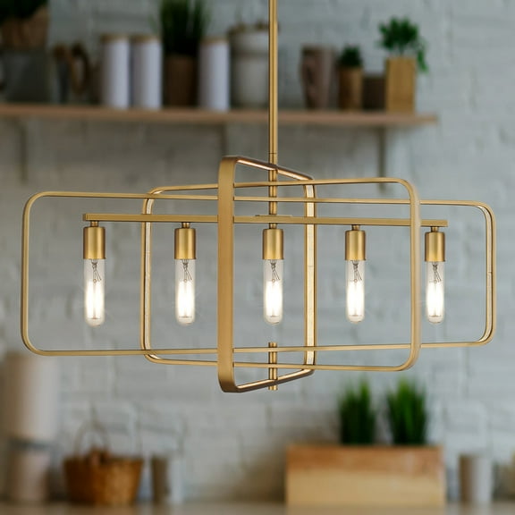 Luxury Mid Century Modern Chandelier, Brushed Weathered Brass, UQL4720