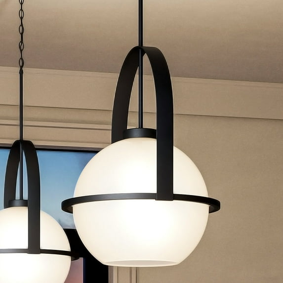 Luxury Mid-Century Modern Pendant, 21.625H x 16.125W, with Modern Style, Midnight Black, UHP4345 by Urban Ambiance
