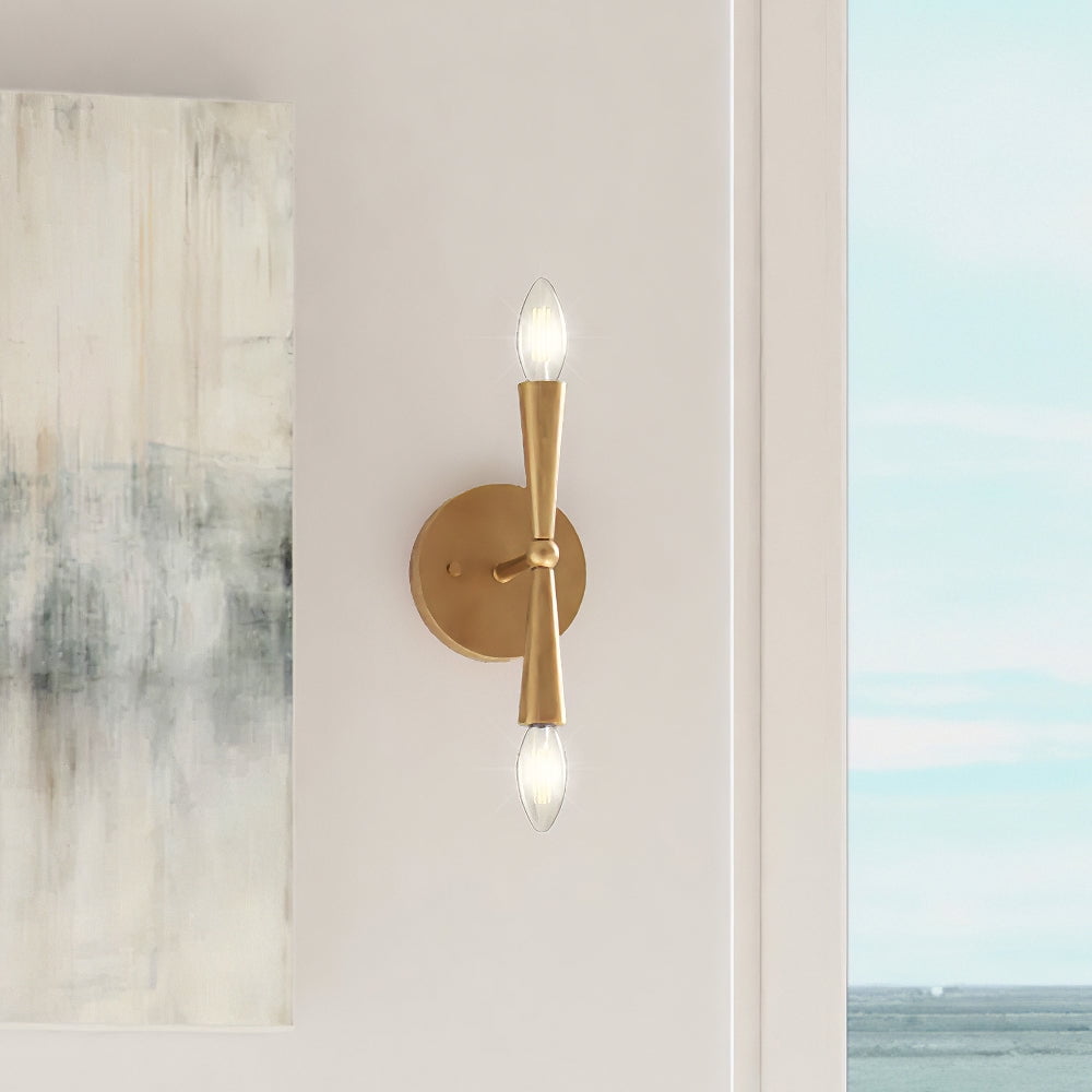Luxury MidCentury Modern Wall Sconce, 10''H x 5''W, Brushed Brass — free download