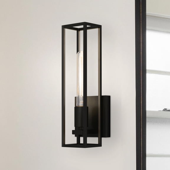 Luxury Mid Century Modern Wall Sconce, Large Size: 13.75''H x 4.75''W, with Luxe Industrial Style Elements, Matte Black Finish, UQL4880 from the Langley Collection by Urban Ambiance