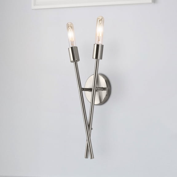 Luxury Mid Century Modern Wall Sconce, Small Size: 17.75''H x 3.875''W, with Minimalist Style Elements, Brushed Nickel Finish, UHP4428 from the Miami Collection by Urban Ambiance