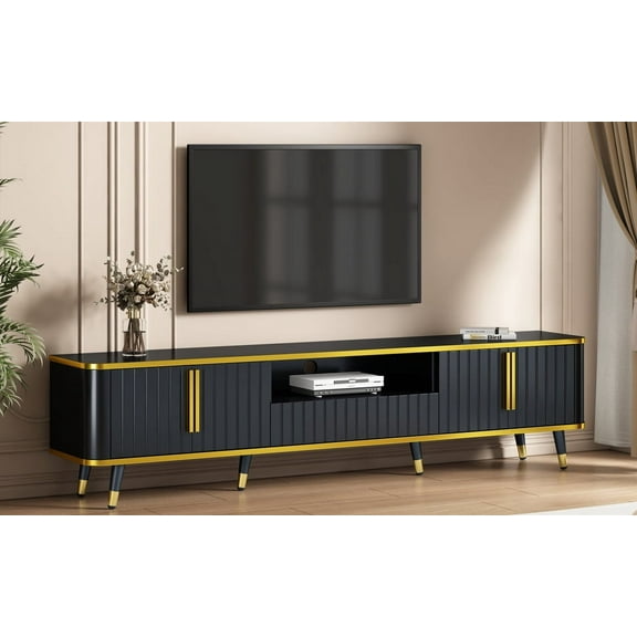 Luxury Minimalism White For TVs Up to 85" Entertainment Center W/ Cabinets & Drawers Modern Style Practical