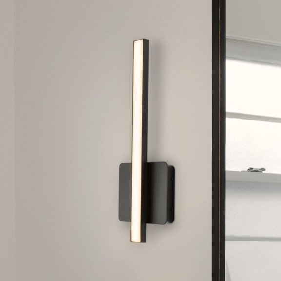 Luxury Minimalist Bath Light, Large Size: 16''H x 2.09''W, with Mid Century Modern Style Elements, Matte Black Finish, UHP4817 from the Mandan Collection by Urban Ambiance