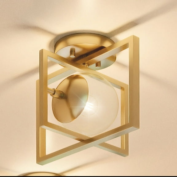 Luxury Minimalist Ceiling Light, 9.75H x 12W, with Modern Farmhouse Style, Brushed Bronze, UHP4020 by Urban Ambiance