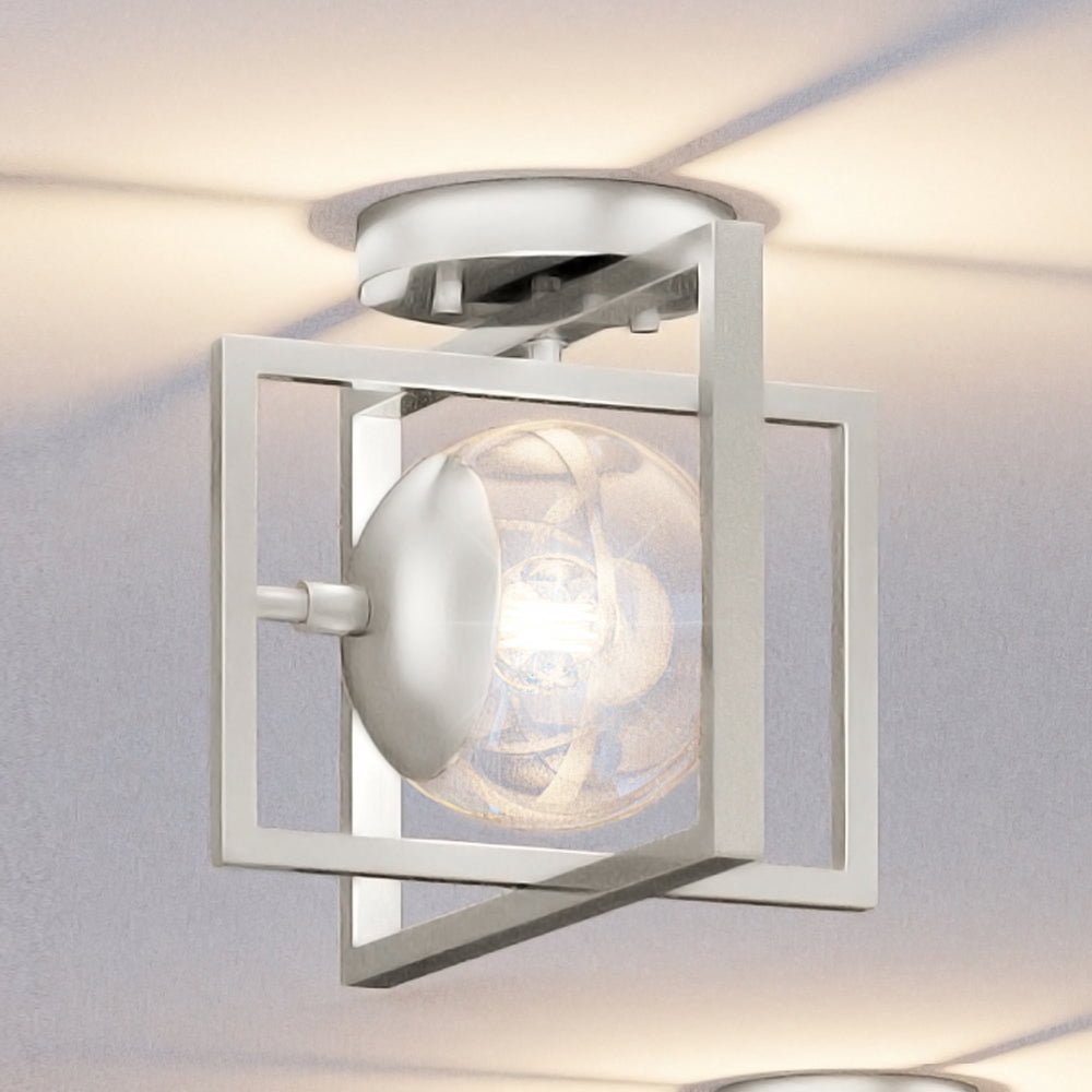 Luxury Minimalist Ceiling Light, 9.75H x 12W, with Modern Farmhouse Style, Brushed Nickel, UHP4019 by Urban Ambiance