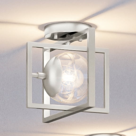 Luxury Minimalist Ceiling Light, 9.75H x 12W, with Modern Farmhouse Style, Brushed Nickel, UHP4019 by Urban Ambiance