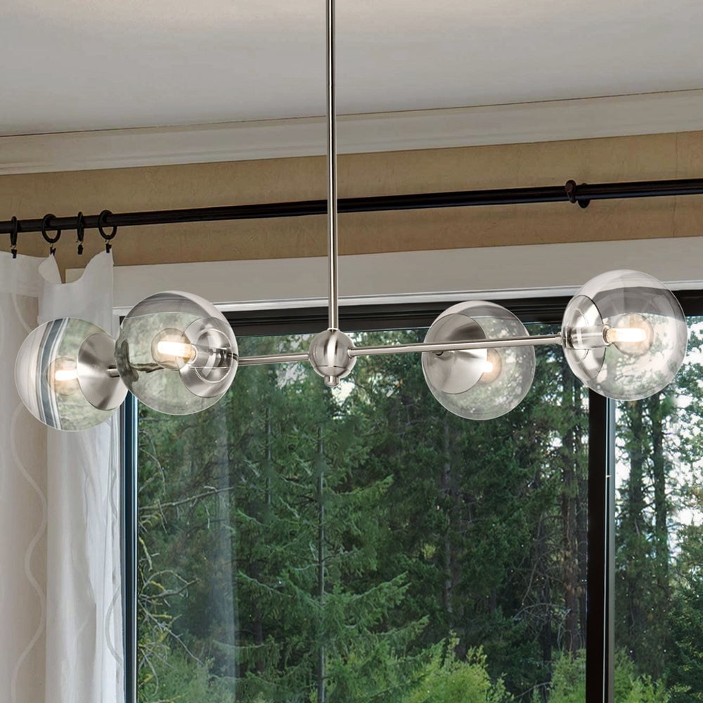 Luxury Minimalist Chandelier, Brushed Nickel, UHP4450