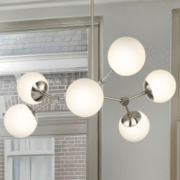 Luxury Minimalist Chandelier, Brushed Nickel, UHP4623