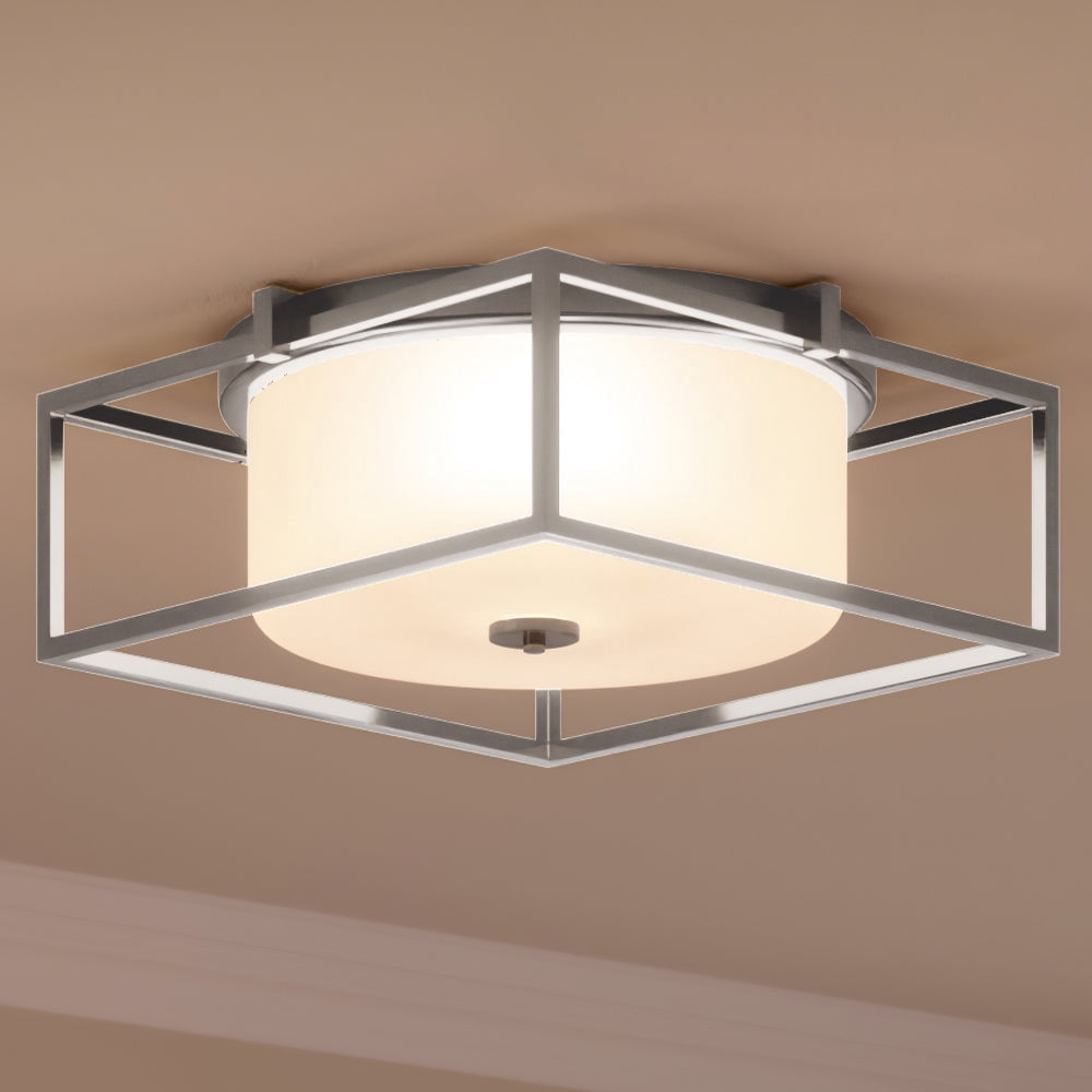 Luxury Minimalist Indoor Ceiling Light, 5.5''H x 15.375''W, with Modern Style Elements, Urban Loft Design, Brushed Nickel Finish and Etched Opal, UHP3150